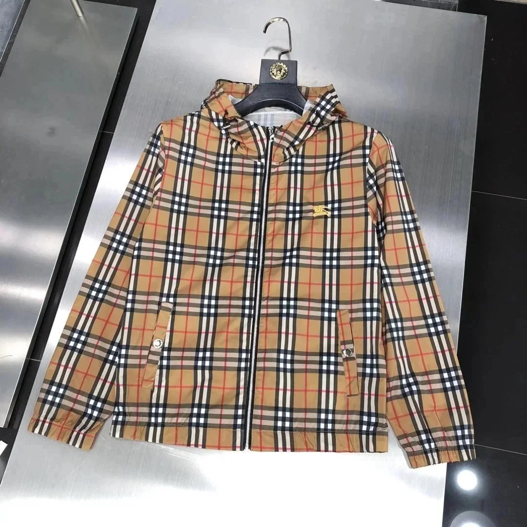 Burberry Khaki Plaid Windbreaker Jacket