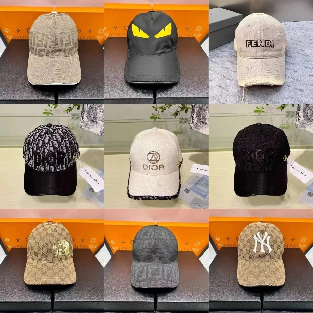 Fendi Beige Baseball Cap with Distressed Design
