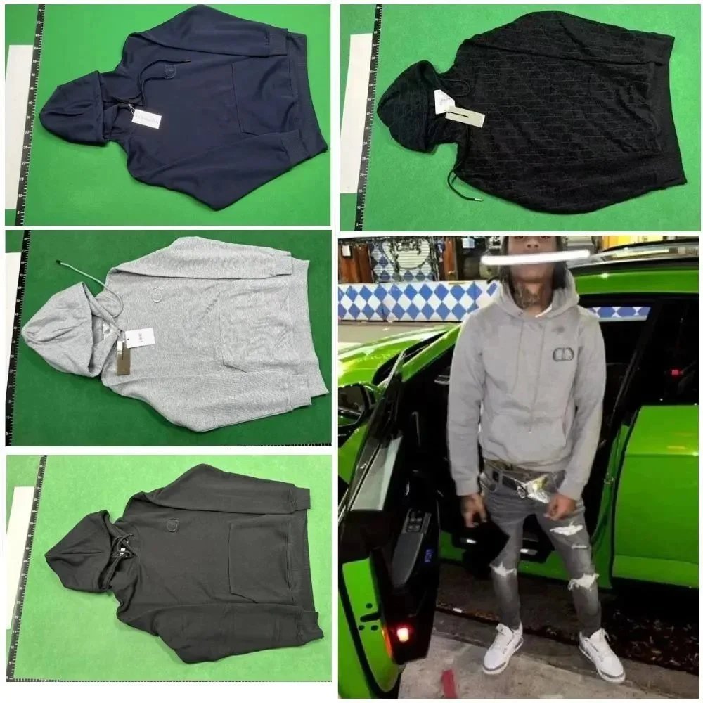 Dior Grey Hoodie with Logo Embroidery