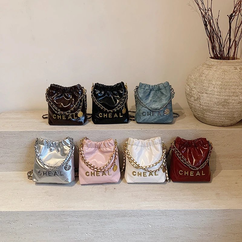 Cheal Colorful Chain-Strap Bucket Bags