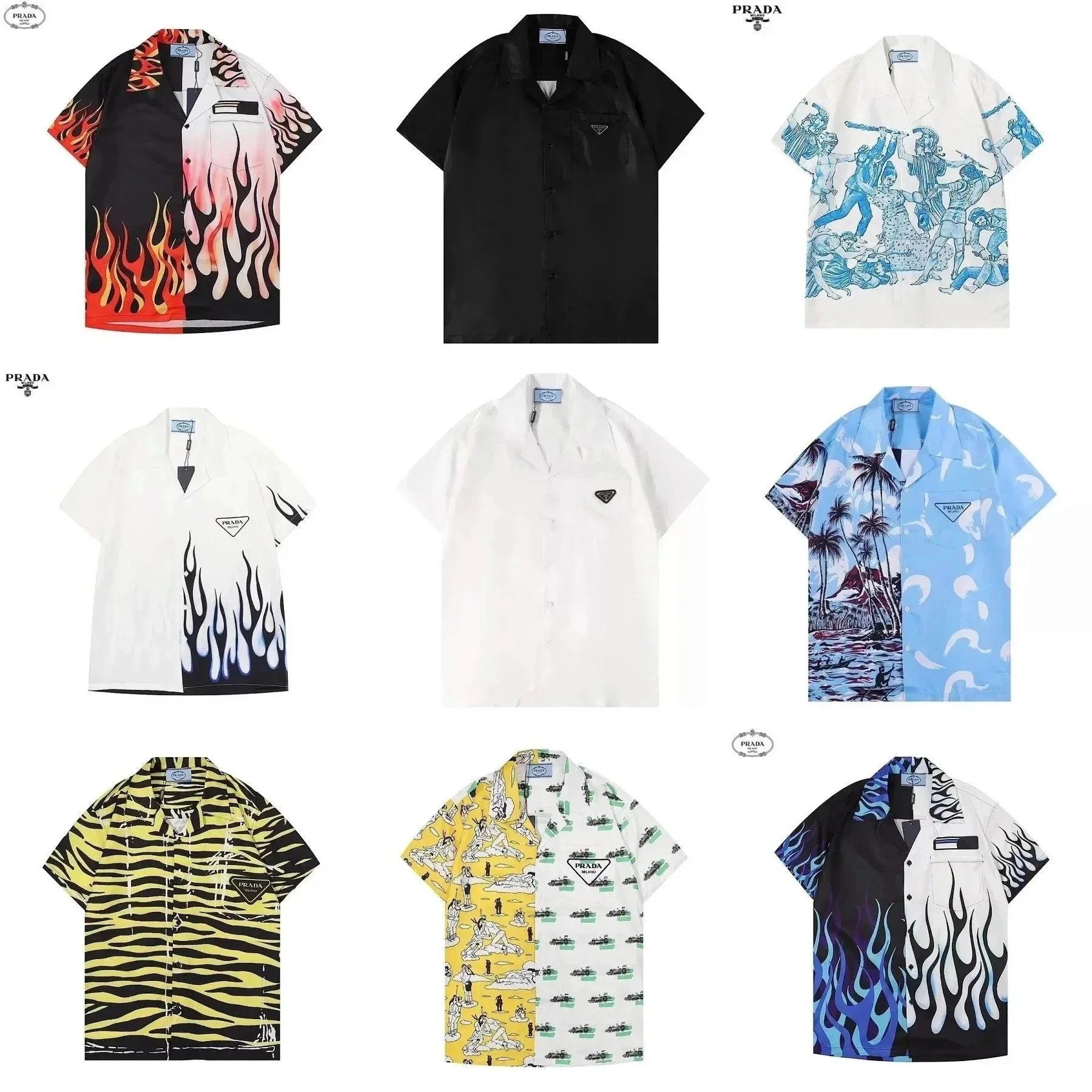 Prada Short Sleeve Shirts in Various Colors and Patterns