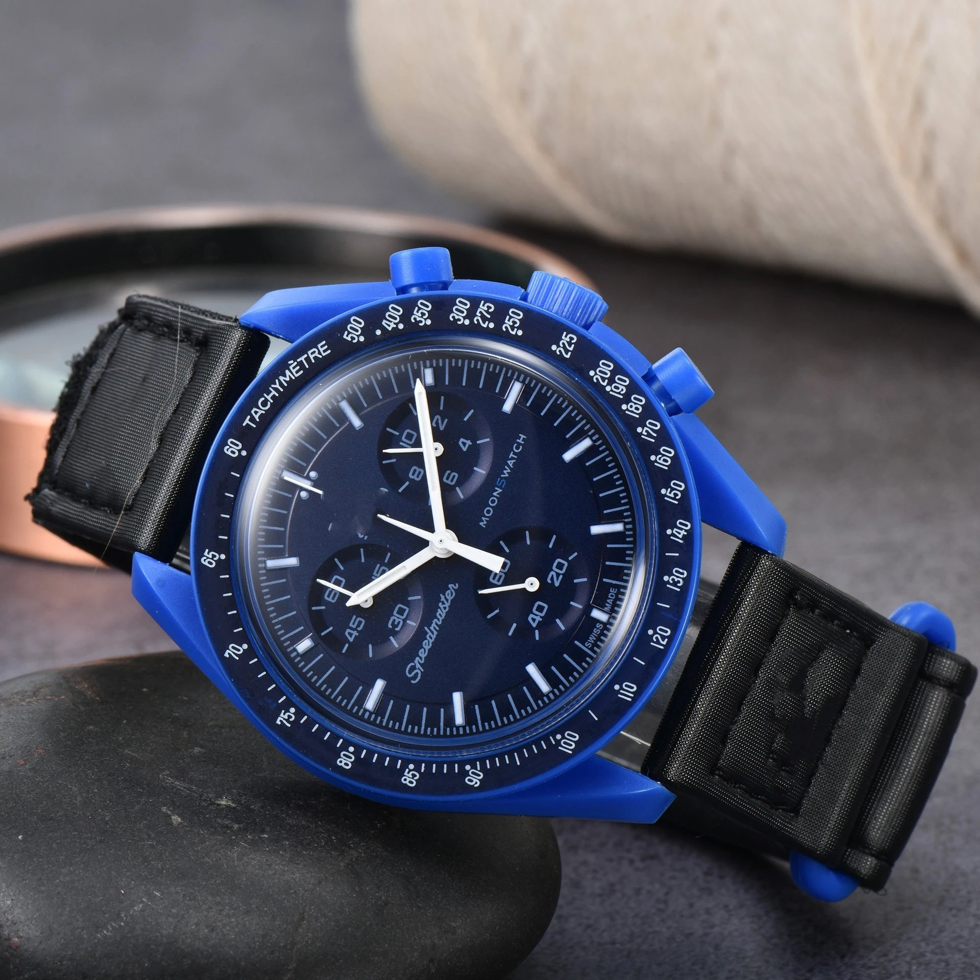 Omega Blue Speedmaster Chronograph Watch