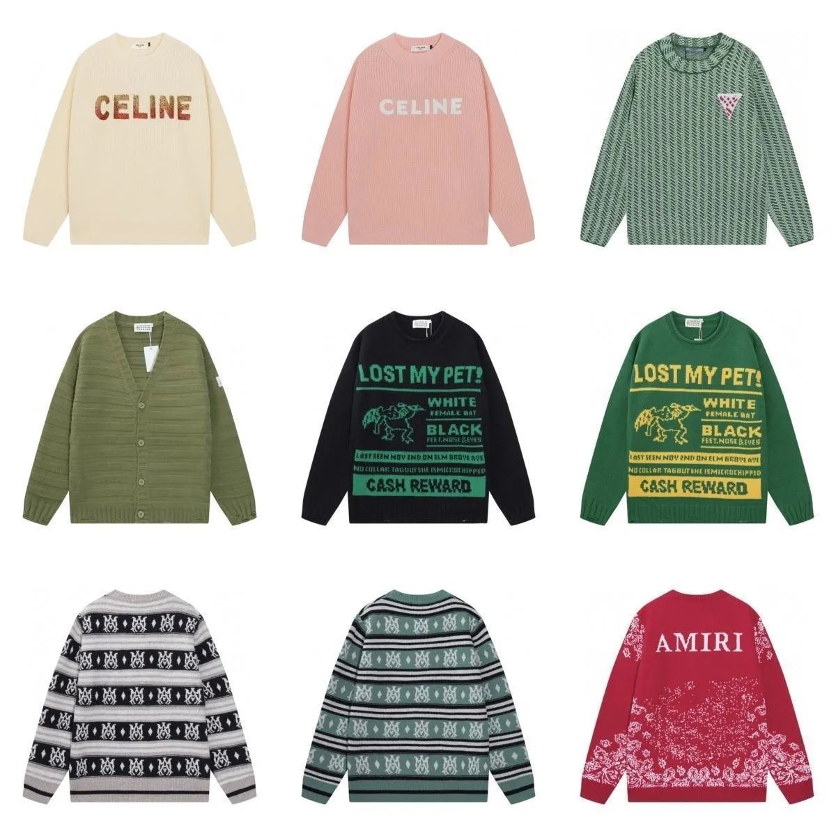 Celine Beige Knit Sweater with Logo