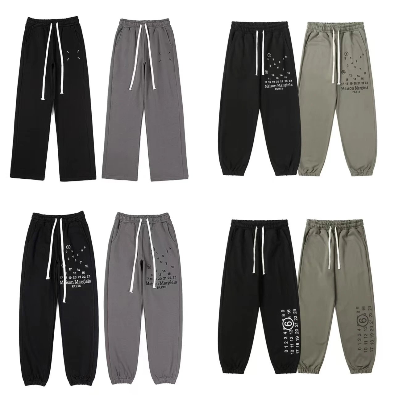 Maison Margiela Black Grey Green Drawstring Sweatpants