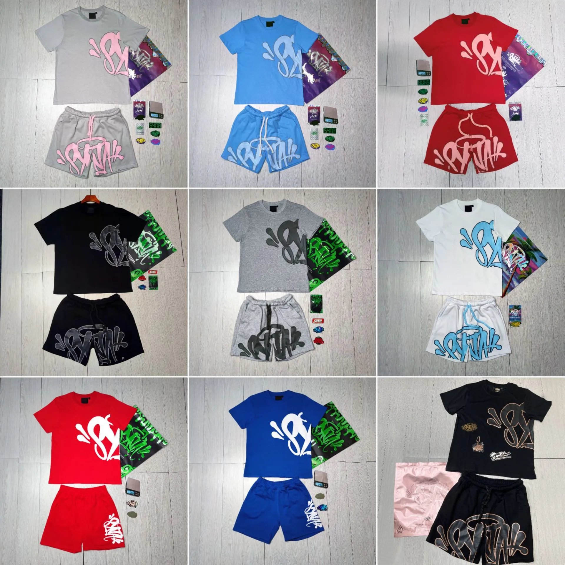 SX Brand Colorful Graphic T-Shirt and Shorts Sets