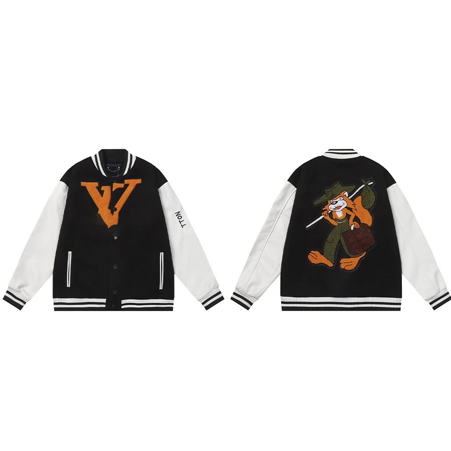 Vlone Black and White Letterman Jacket