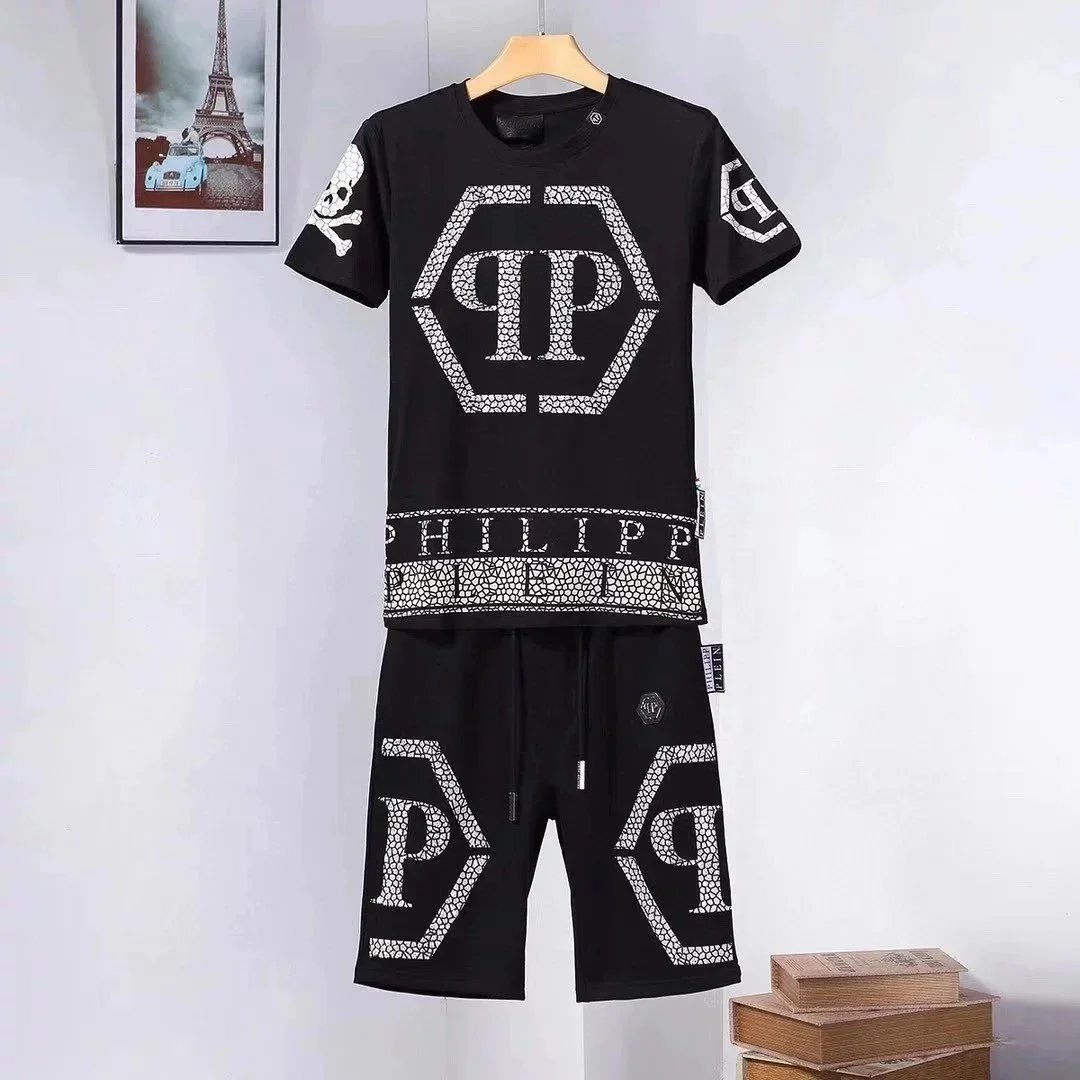 Philipp Plein Black Logo T-Shirt and Shorts Set