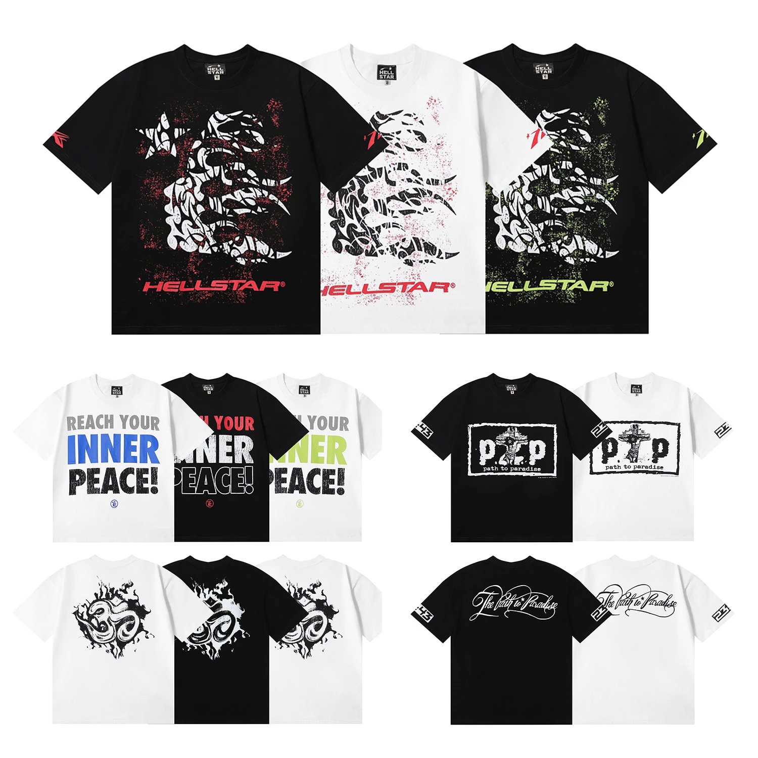 Hellstar Black and White Graphic T-Shirt Collection
