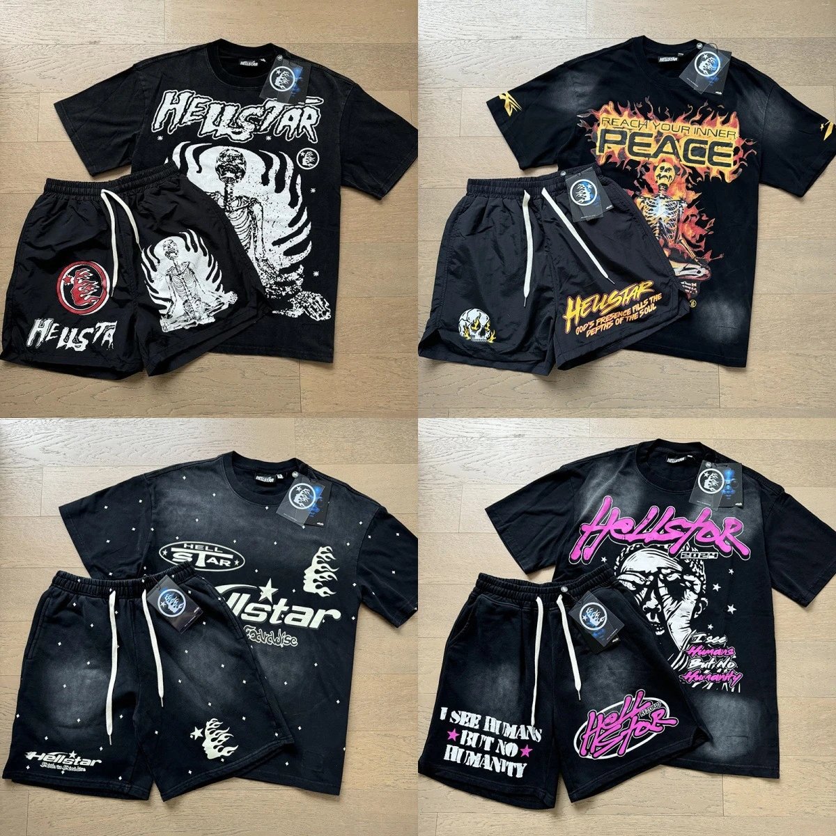 Hellstar Black Graphic T-Shirt and Shorts Set