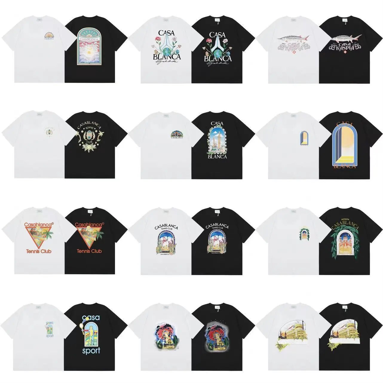 Casablanca Black White Graphic T-Shirt Collection
