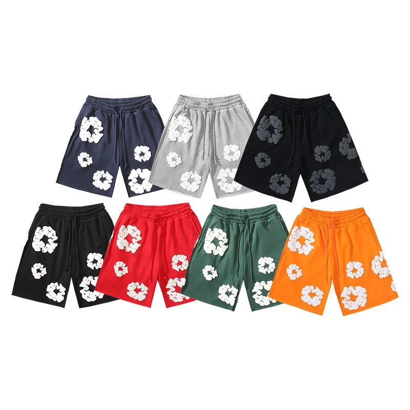 Designer White Flower Print Shorts