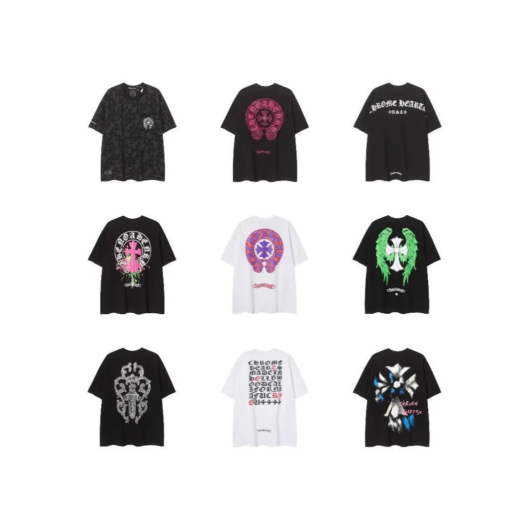 Chrome Hearts Black White Graphic T-Shirt Collection