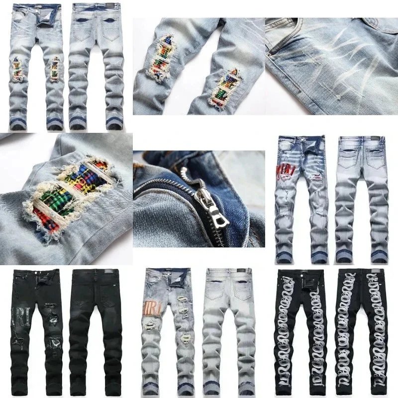 Amiri Distressed Light Blue Jeans with Zipper Detail