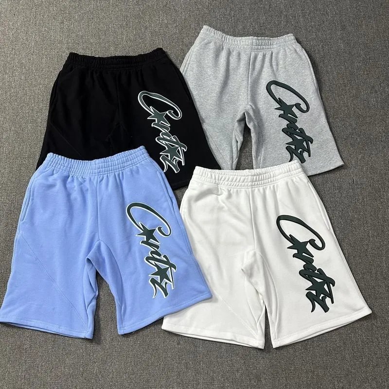 Casual Graphic Sweat Shorts in Black, Grey, Blue, and White