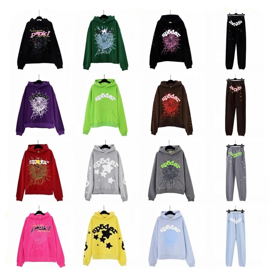 Spider Web Print Hoodie and Sweatpants Set in Multiple Colors