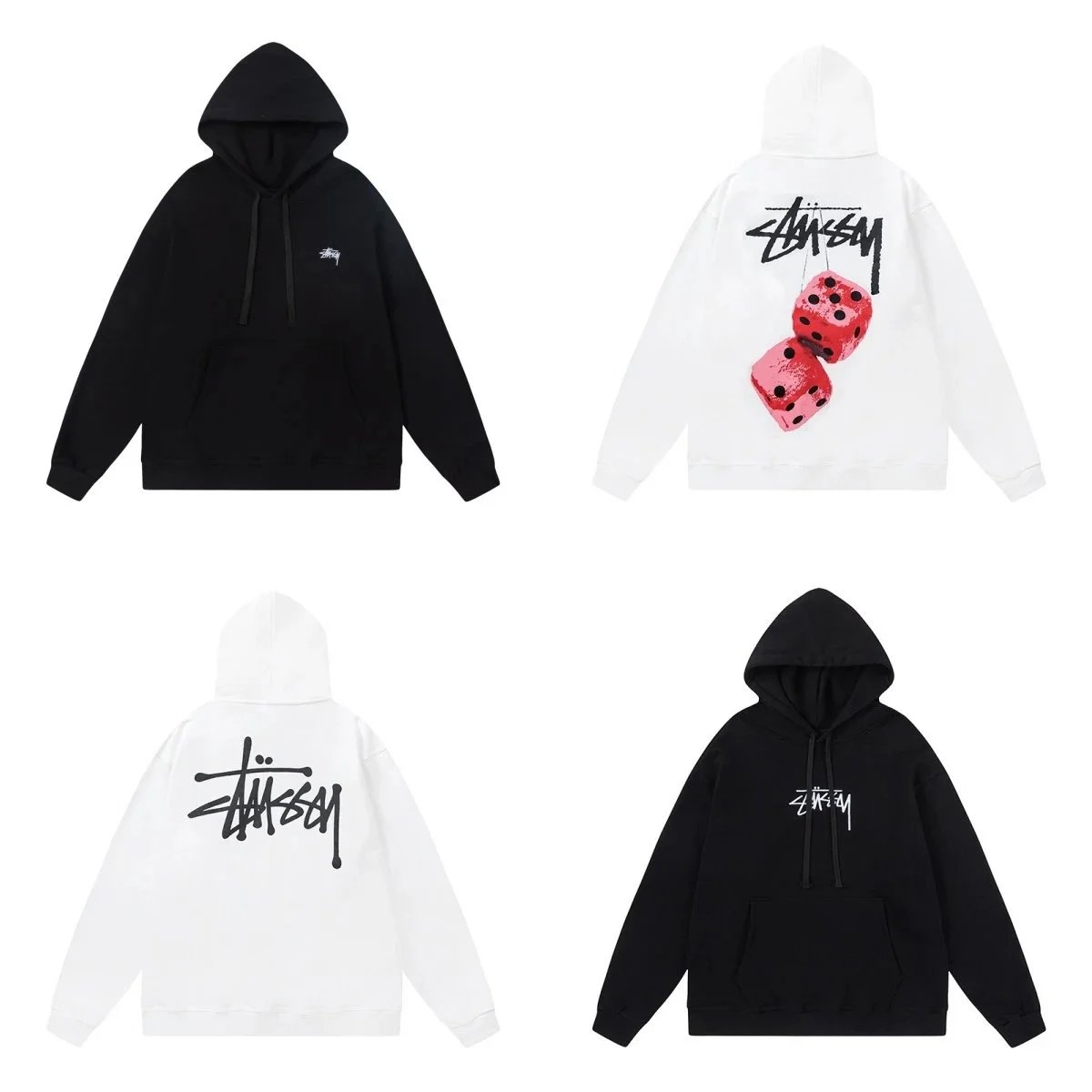 Stussy Black and White Hoodies