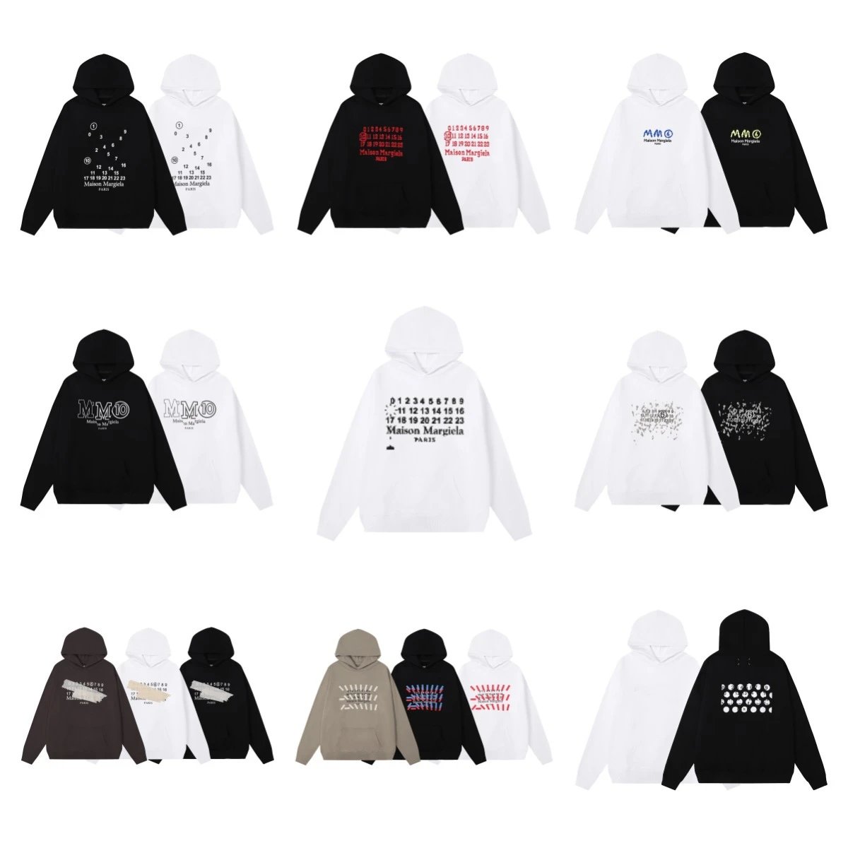 Maison Margiela Black and White Hoodies