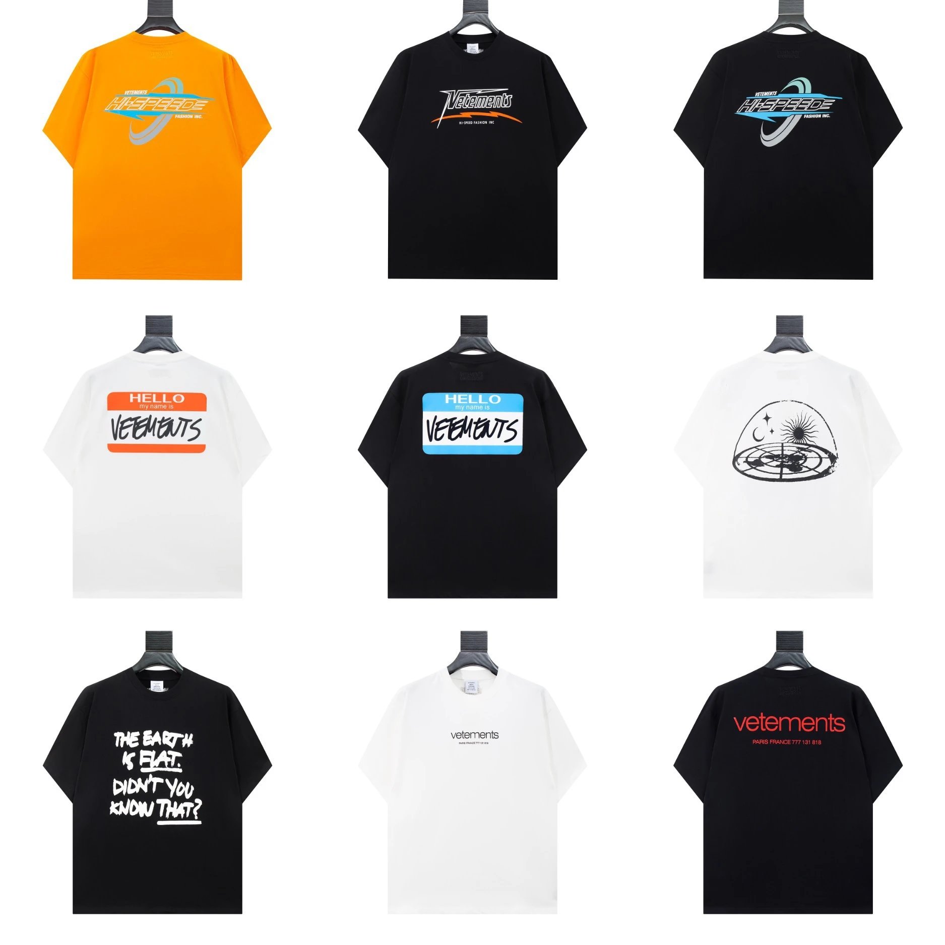Vetements Black White Orange T-Shirts