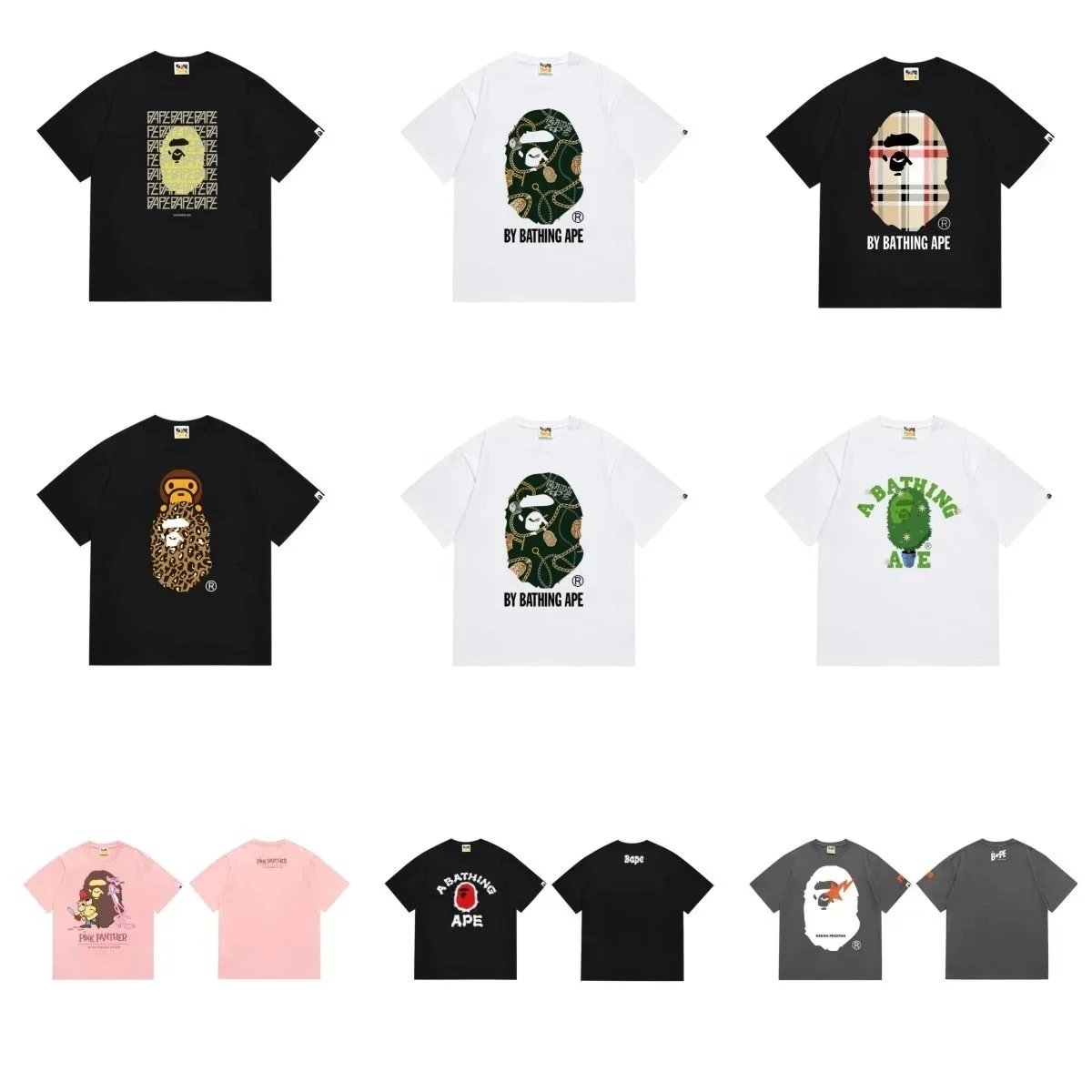 A Bathing Ape Black and White Graphic T-Shirts