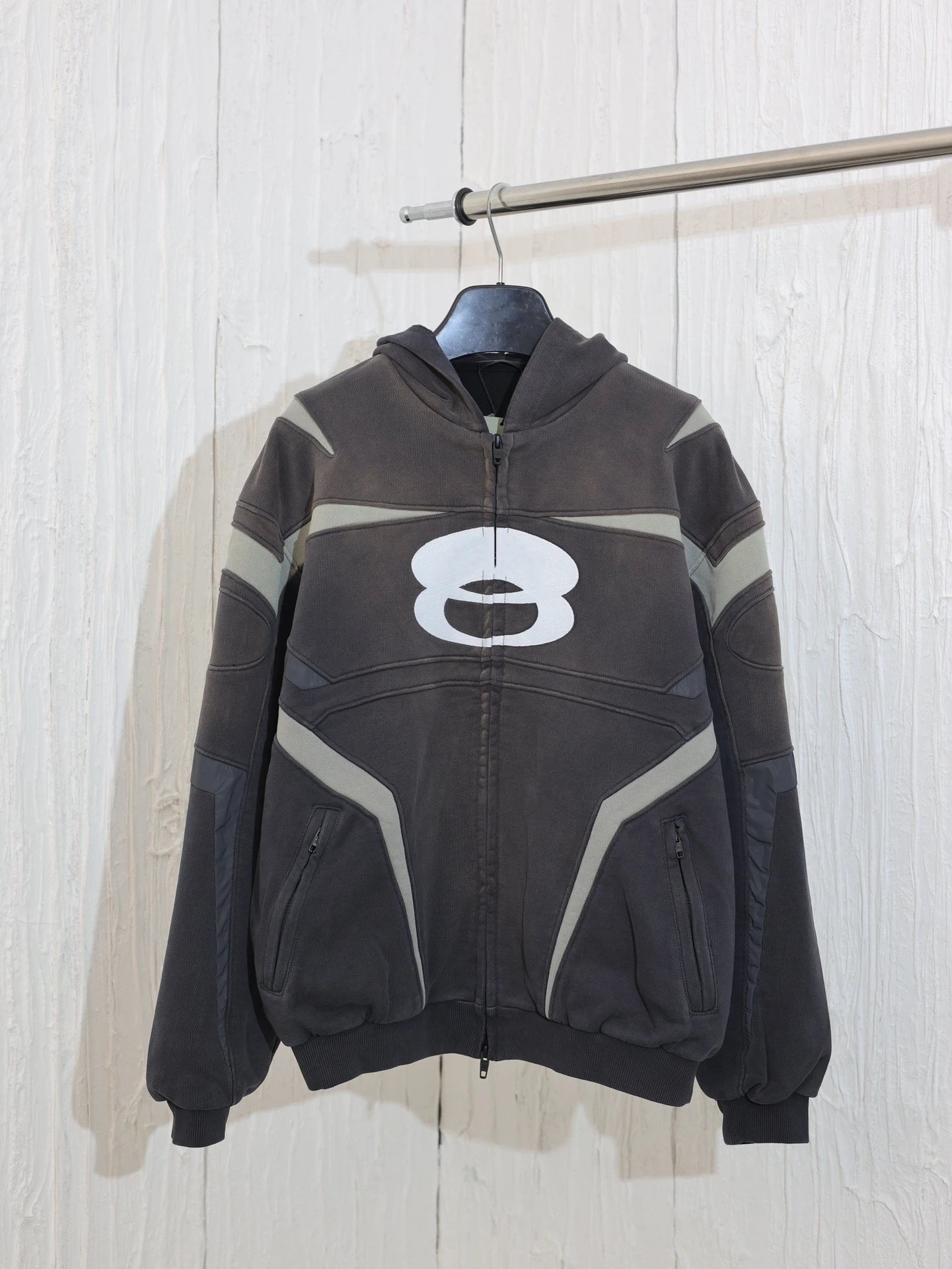 Balenciaga Black Hooded Zip-Up Jacket