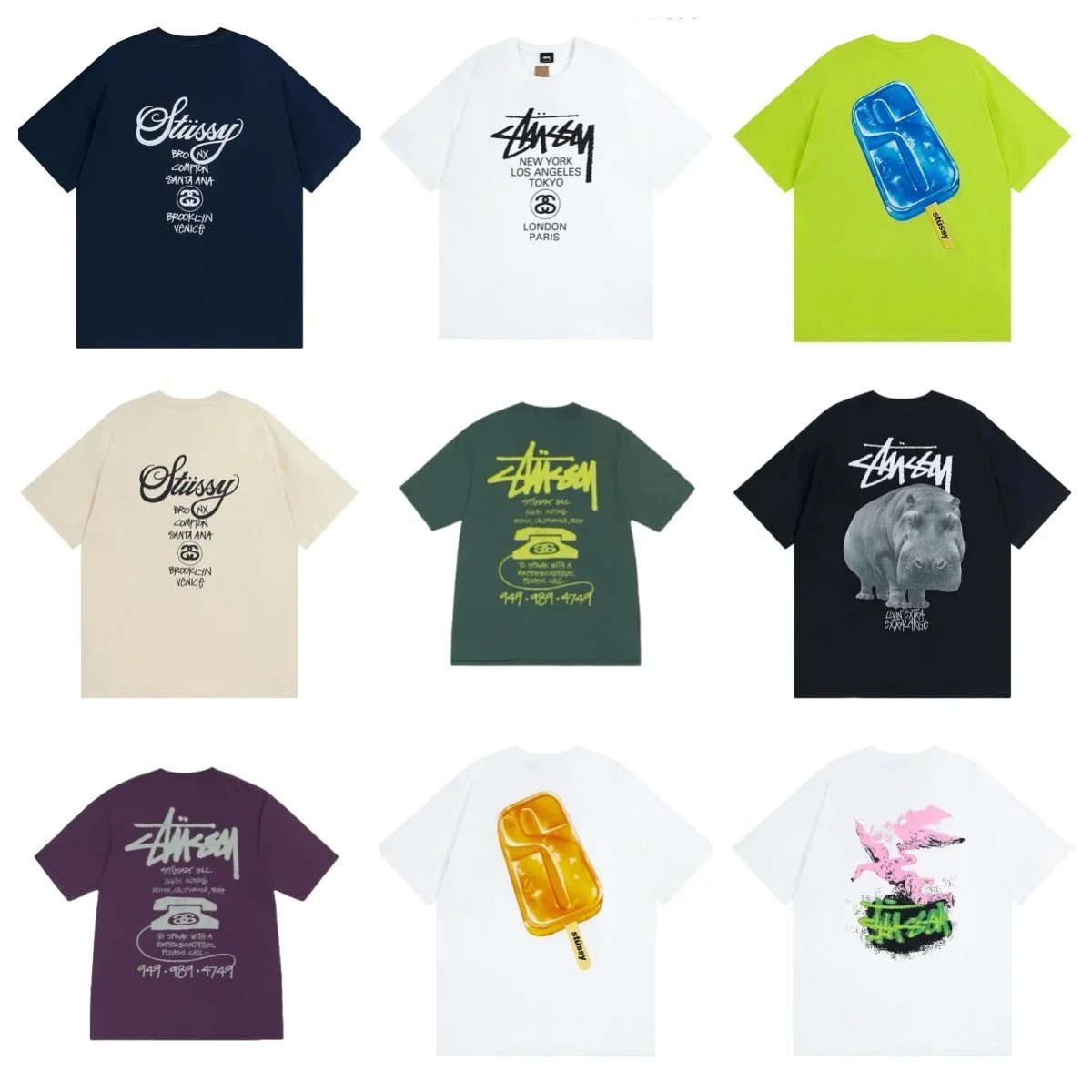 Stussy Graphic Print T-Shirts in Various Colors
