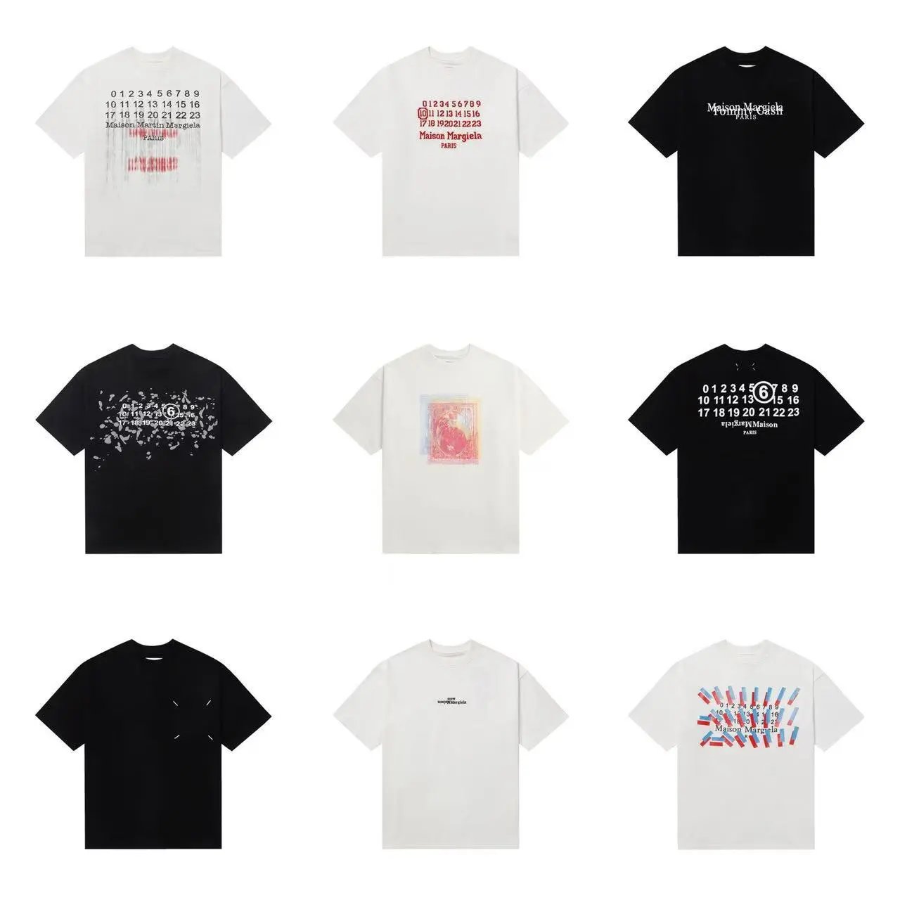 Maison Margiela Black and White Graphic T-Shirt Collection