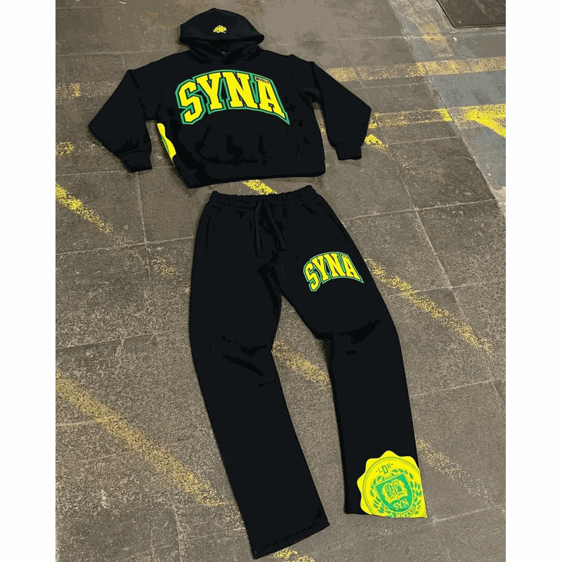 SYNA Black Hoodie and Sweatpants Set