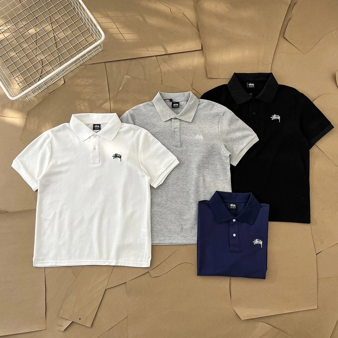 Stussy Polo Shirts in White, Grey, Black, and Navy