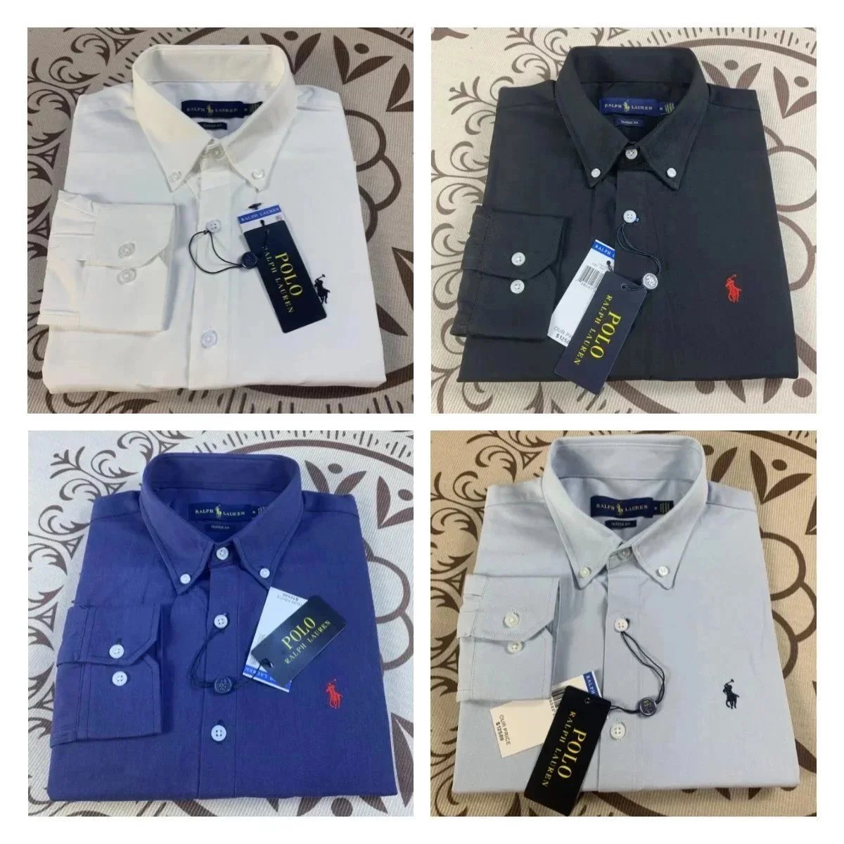 Ralph Lauren White, Black, Blue, and Grey Long Sleeve Shirts