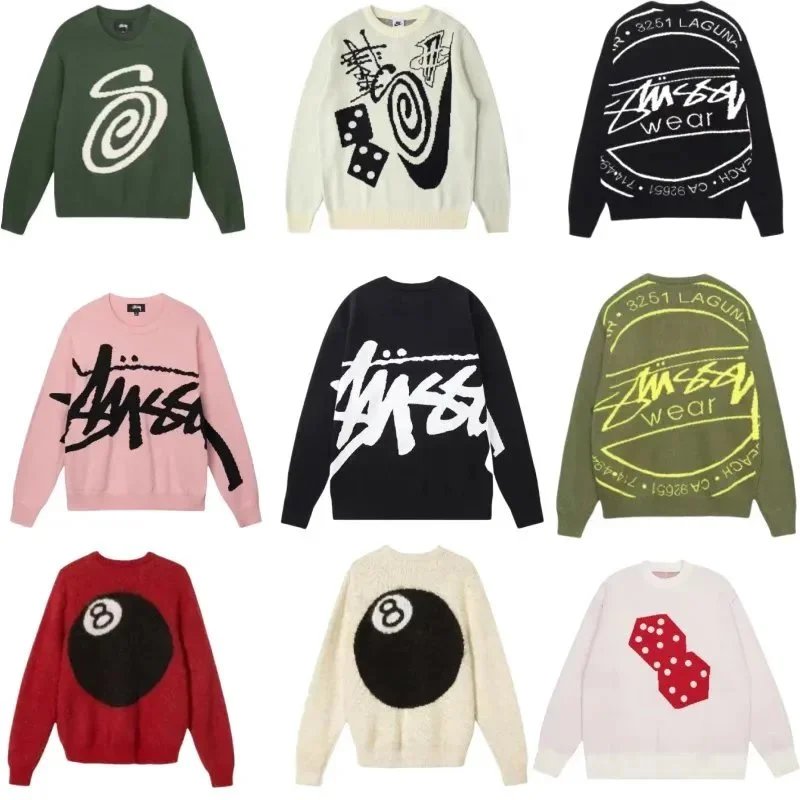 Stussy Colorful Graphic Crewneck Sweaters