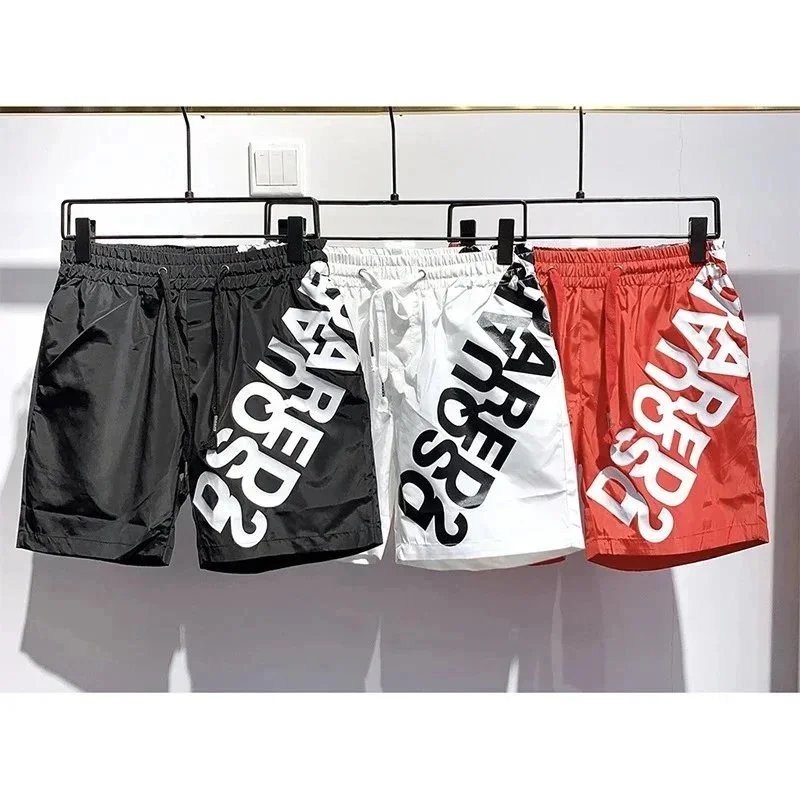 Dsquared2 Black/White/Red Drawstring Shorts