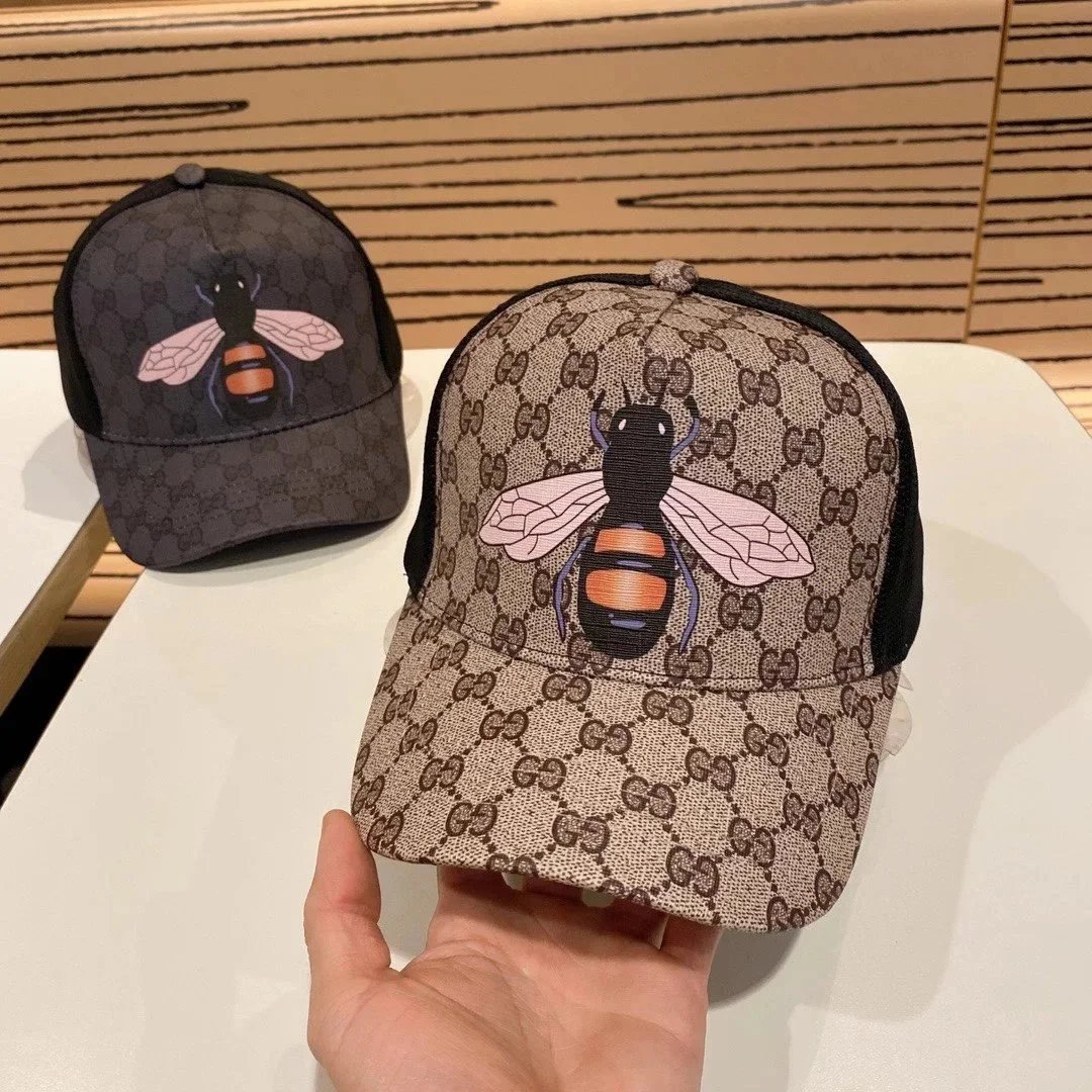 Gucci Brown Bee Pattern Baseball Cap