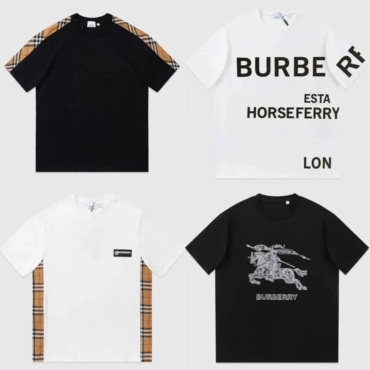 Burberry Black and White Short Sleeve T-Shirts