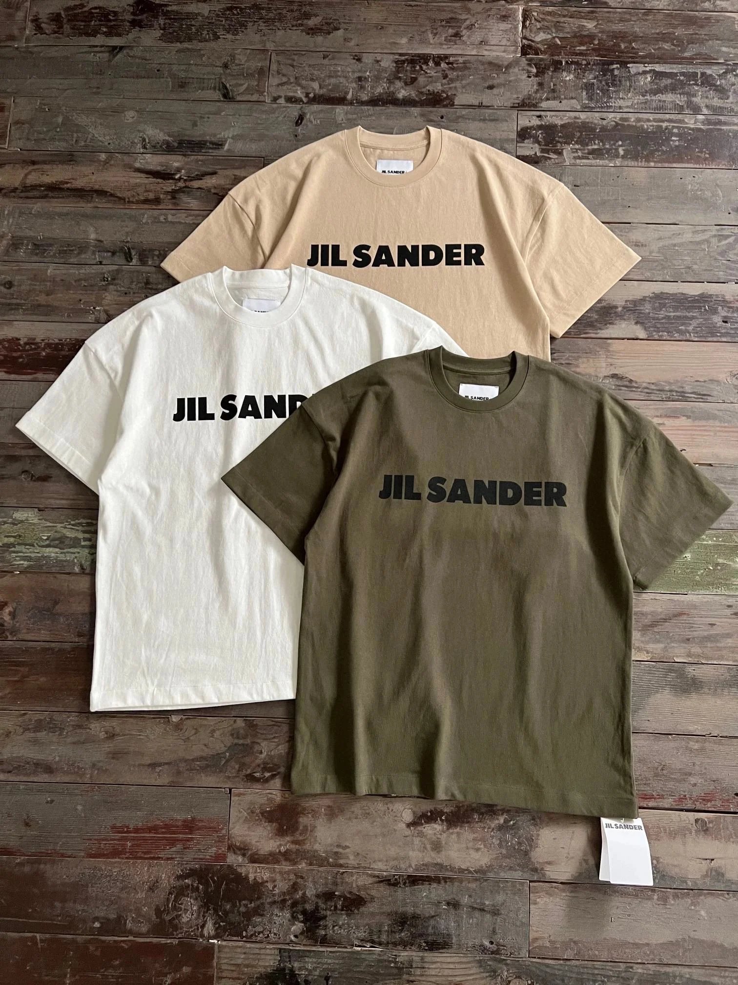 Jil Sander Olive, White, and Beige T-Shirts