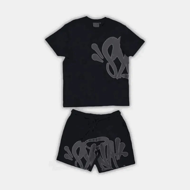 Streetwear Black Graphic T-Shirt and Shorts Set