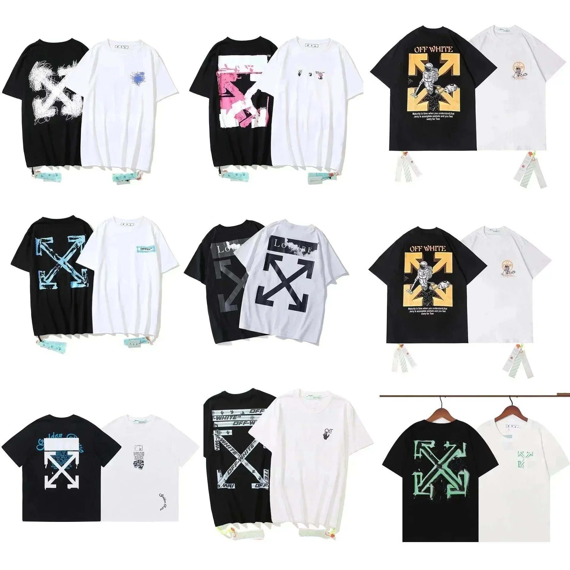 Off-White Black and White Short Sleeve T-Shirts