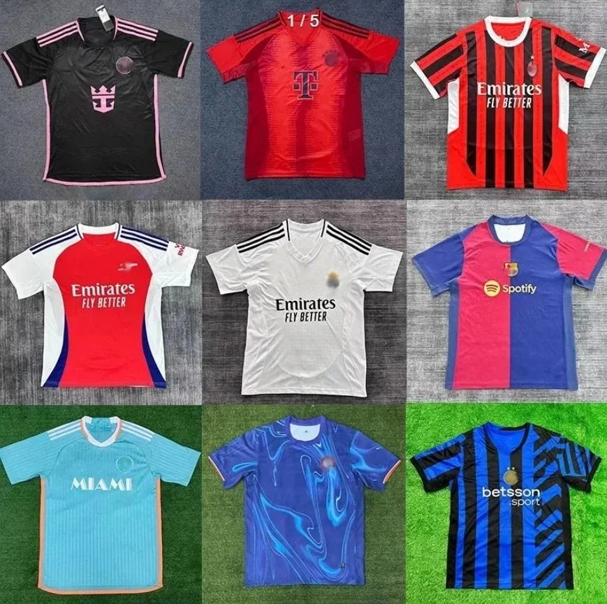 Assorted Football Jerseys with Various Team Logos and Colors