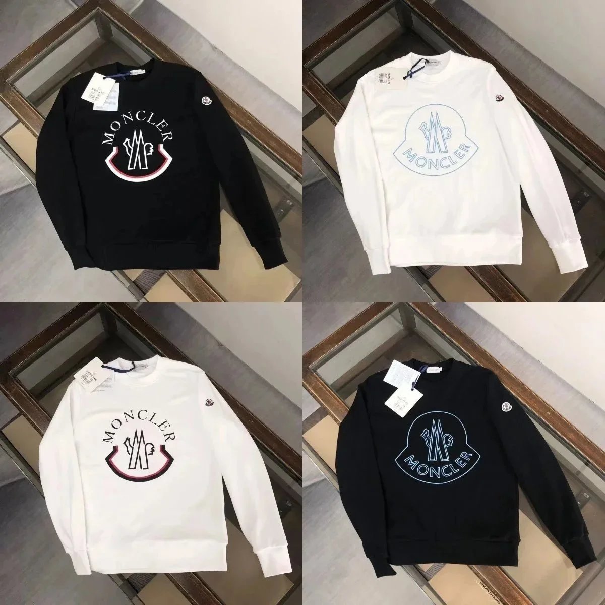 Moncler Black and White Long Sleeve Sweatshirts