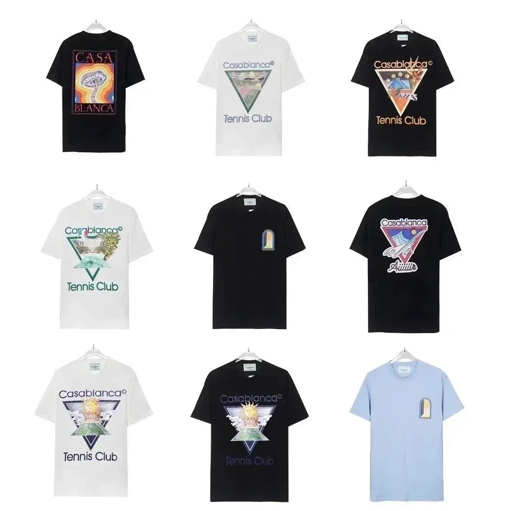 Casablanca Black White Light Blue Tennis Club T-Shirts