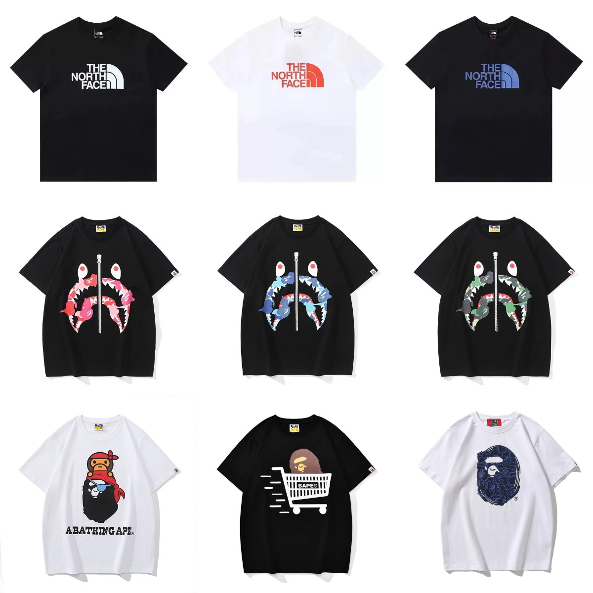 The North Face and A Bathing Ape Graphic T-Shirts Combo Pack