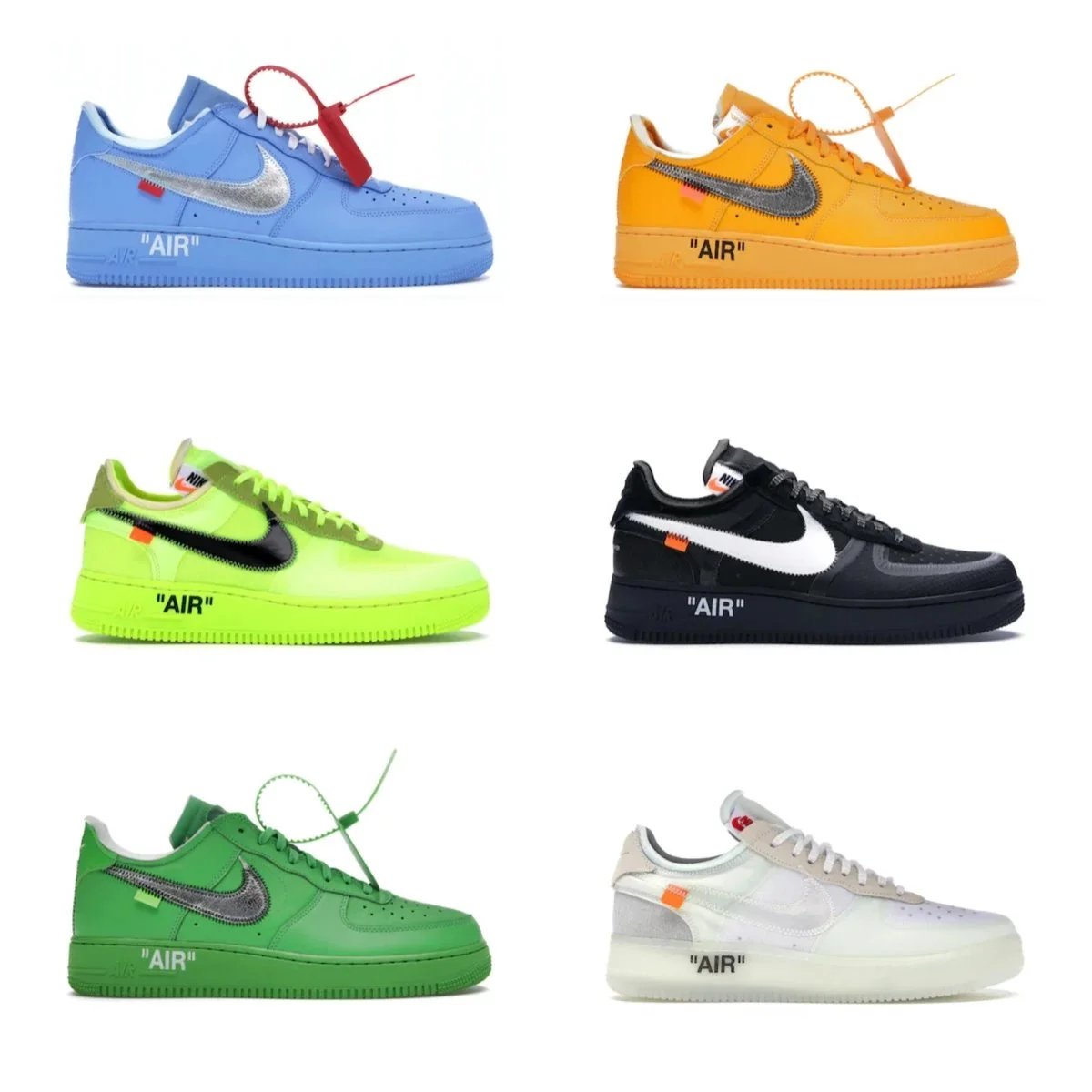 Nike Air Force 1 Low Sneakers in Blue, Yellow, Green, Black, and White