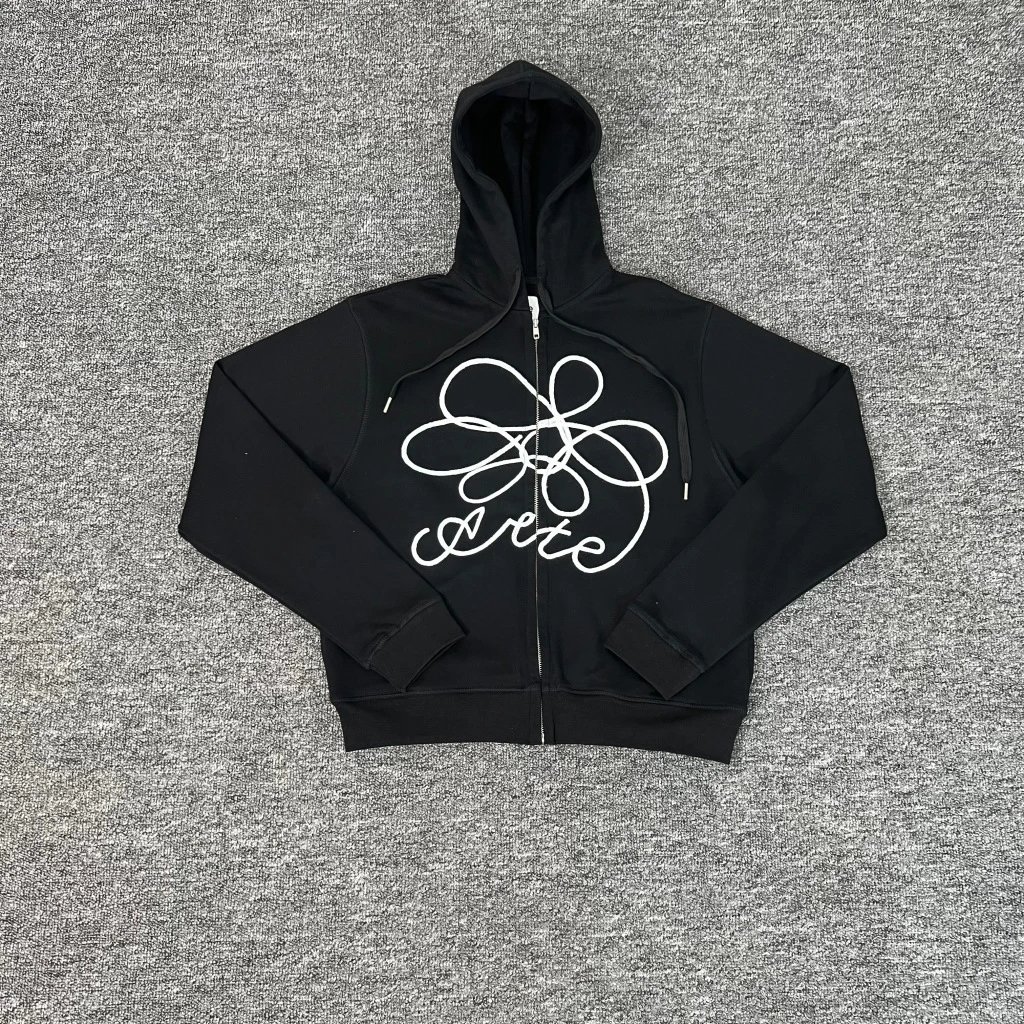 Arte Black Zip-Up Hoodie