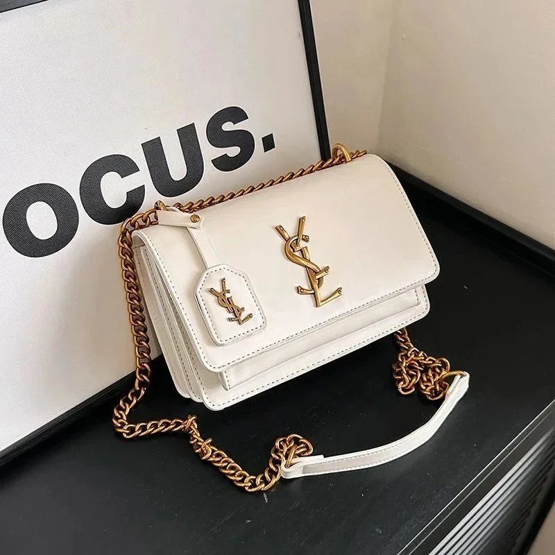 YSL White Chain Shoulder Bag