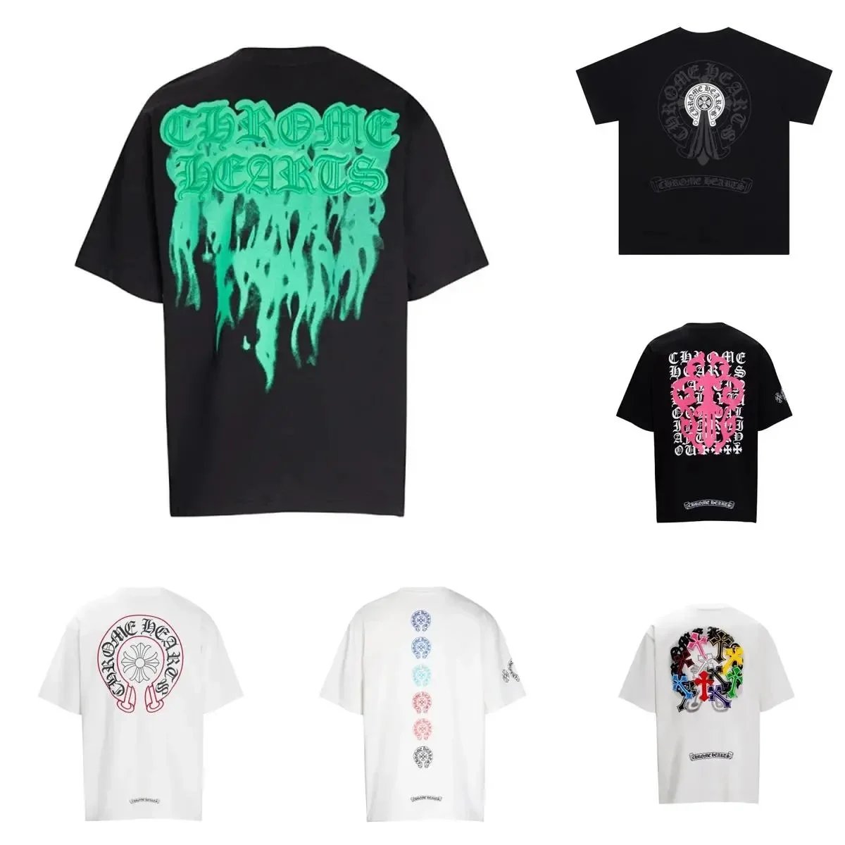 Chrome Hearts Black and White Graphic T-Shirt