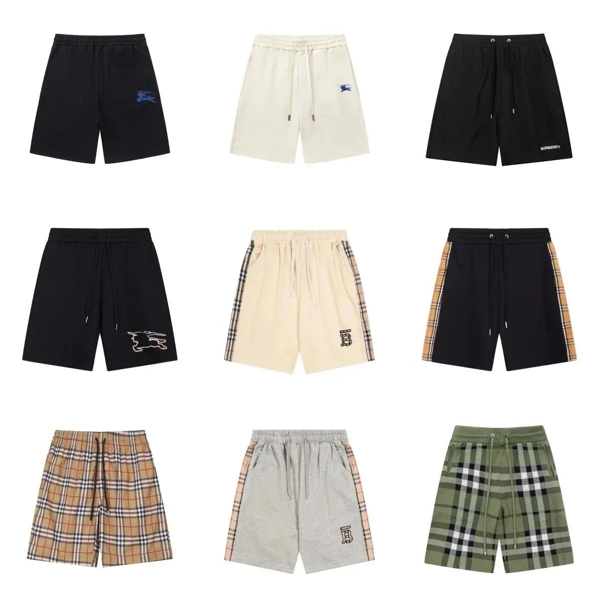 Burberry Black and Beige Plaid Shorts Set