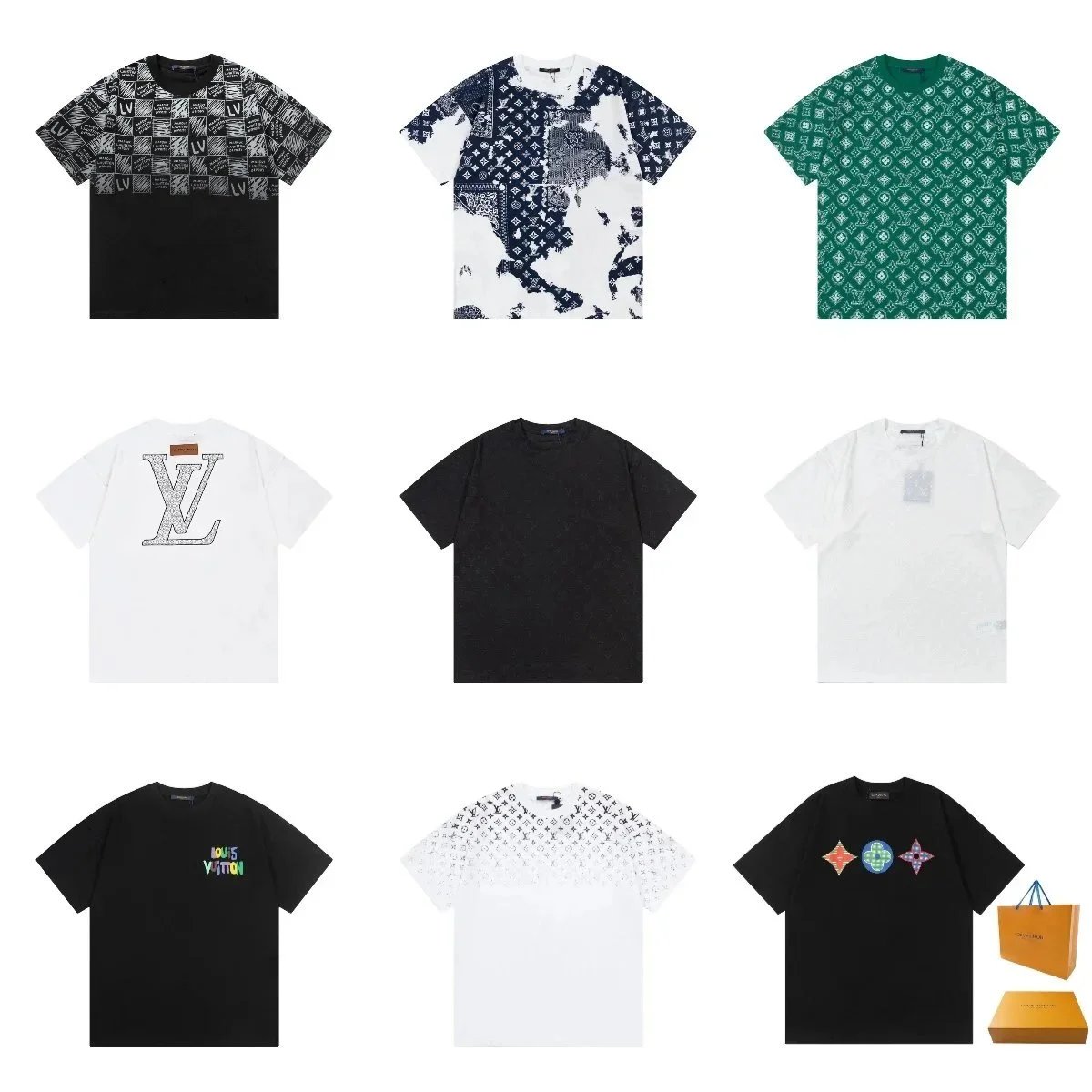 Louis Vuitton Black and White Short Sleeve T-Shirts
