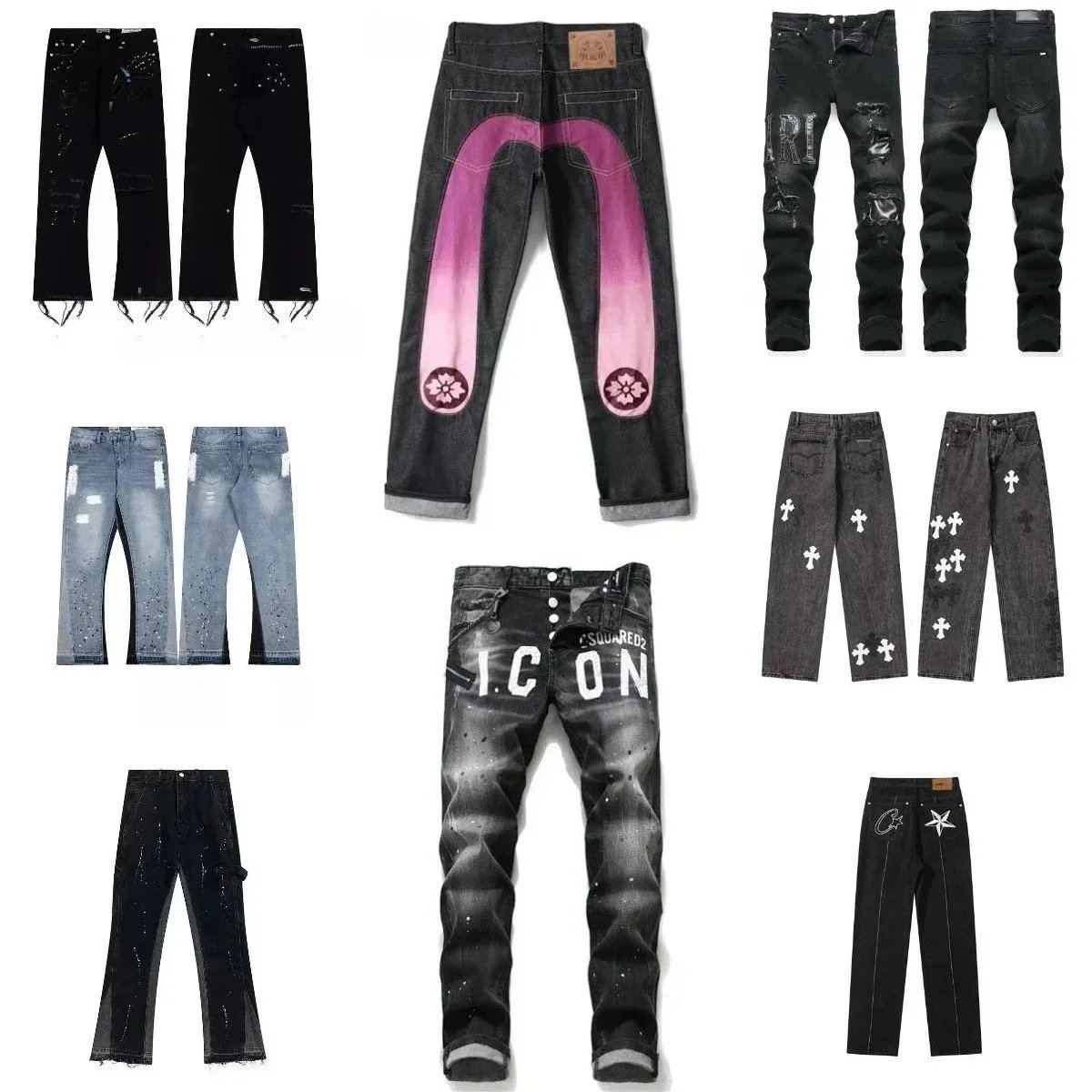 DSQUARED2 Black Denim Jeans with Icon Print