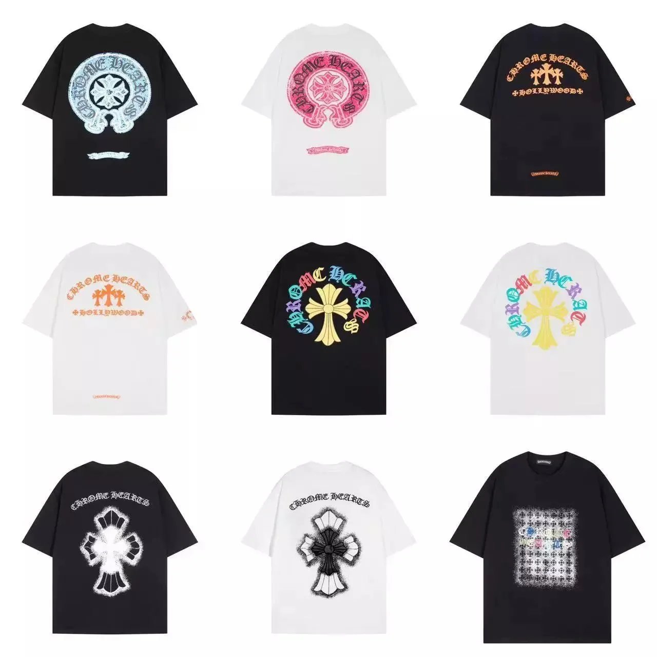 Chrome Hearts Black White Graphic T-Shirt Collection