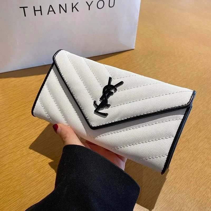 YSL White Quilted Leather Wallet