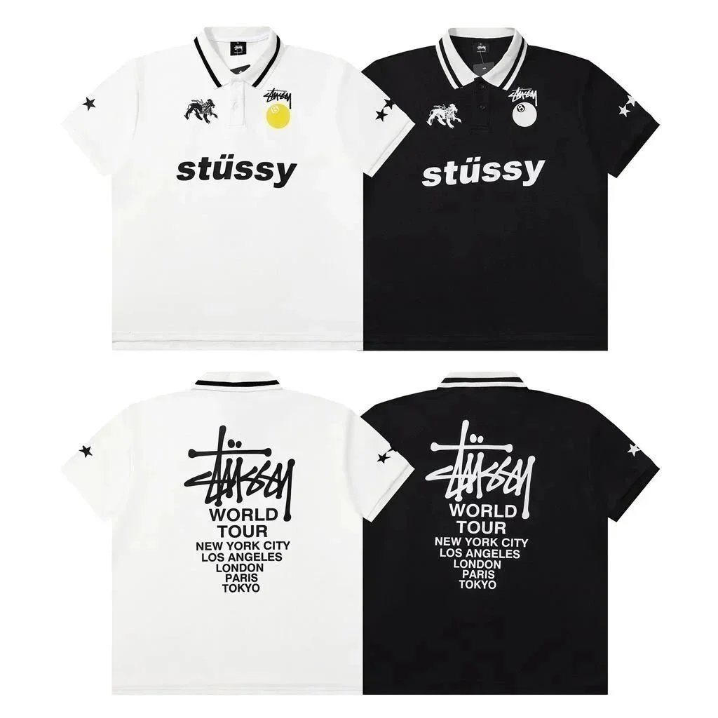 Stussy Black and White Polo Shirts